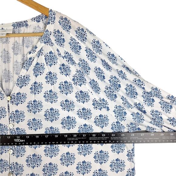 J Jill Top Womens 3X Floral Boho Peasant Button Down Feminine Beachy Coastal - Picture 3 of 6